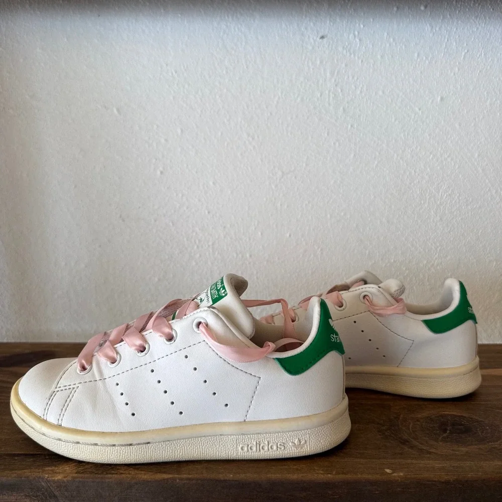 Adidas Stan Smith White Green Pink Kids Sneakers Size 11K FX7524